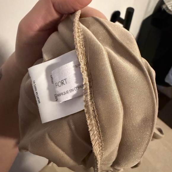 OAK & FORT Gold Velour Pleated Skirt - Picture 6 of 6